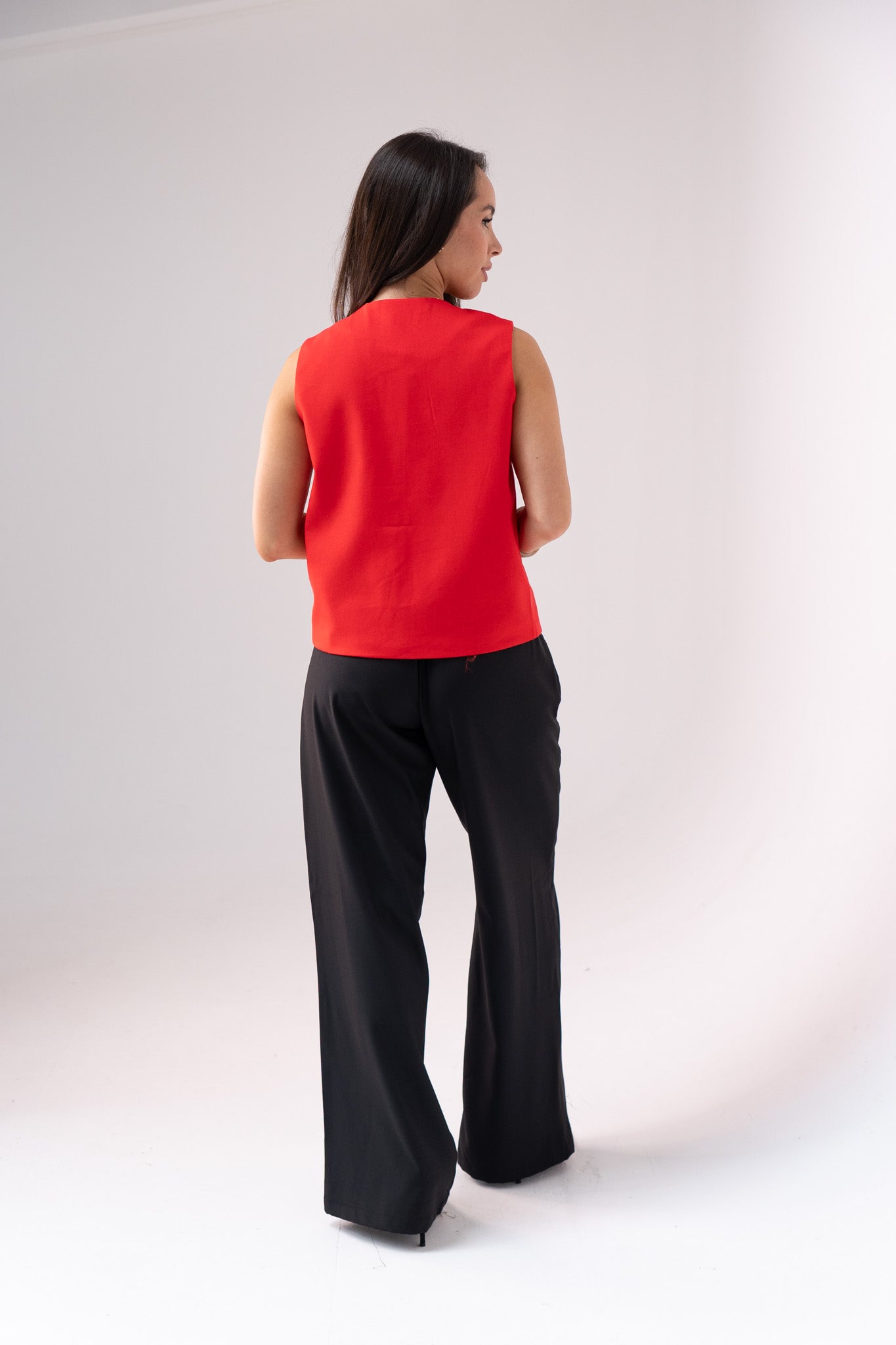 Love Laura Linen Waistcoat In Red