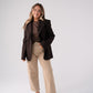 Love Laura Pinstripe Mandarin Collar Blazer In Chocolate