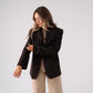 Love Laura Pinstripe Mandarin Collar Blazer In Chocolate