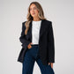 Love Laura Pinstripe Mandarin Collar Blazer In Navy