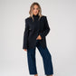 Love Laura Pinstripe Mandarin Collar Blazer In Navy