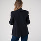 Love Laura Pinstripe Mandarin Collar Blazer In Navy