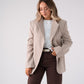 Love Laura Pinstripe Mandarin Collar Blazer In Sand
