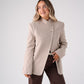 Love Laura Pinstripe Mandarin Collar Blazer In Sand
