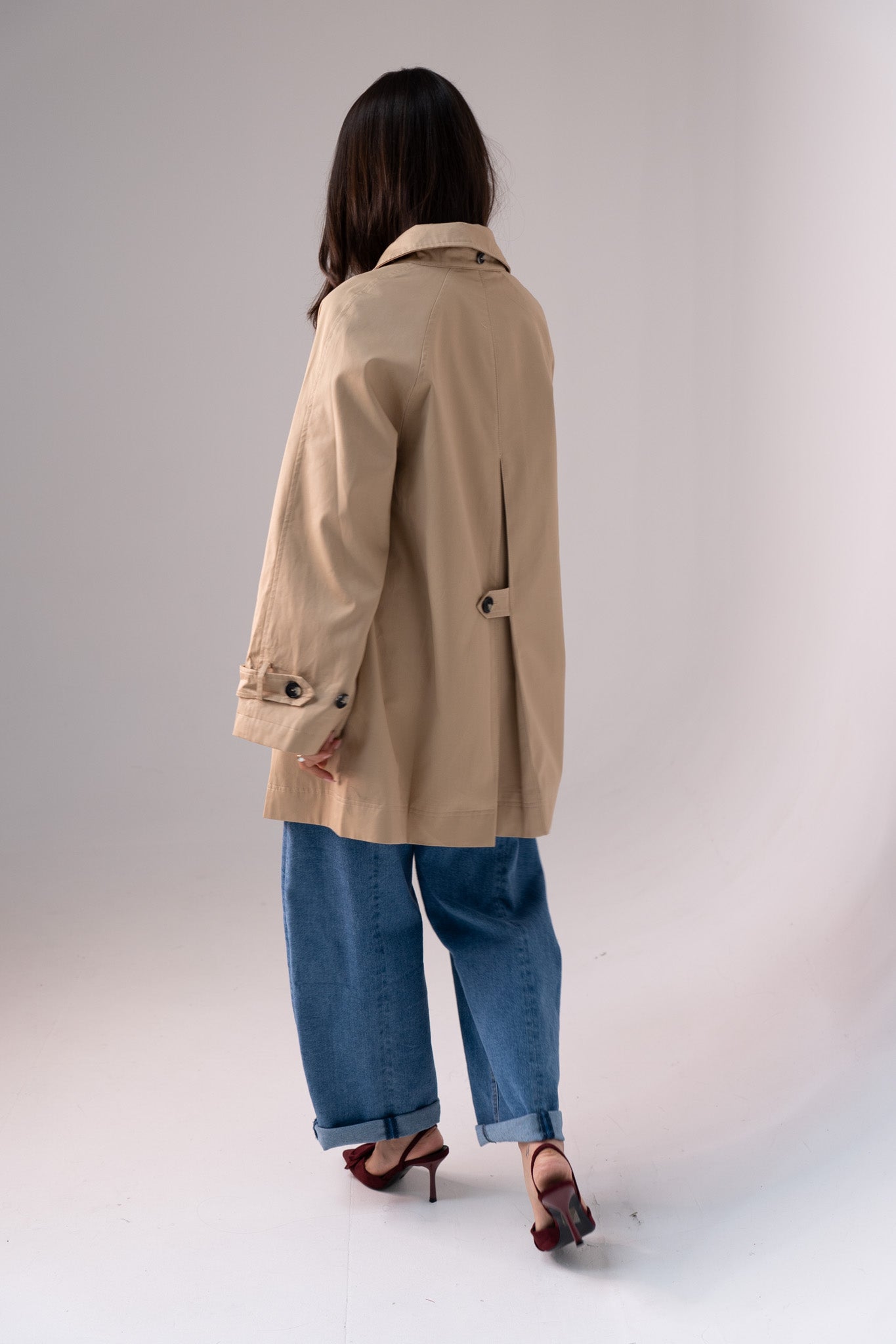 Love Laura Hooded Trench Coat In Neutral