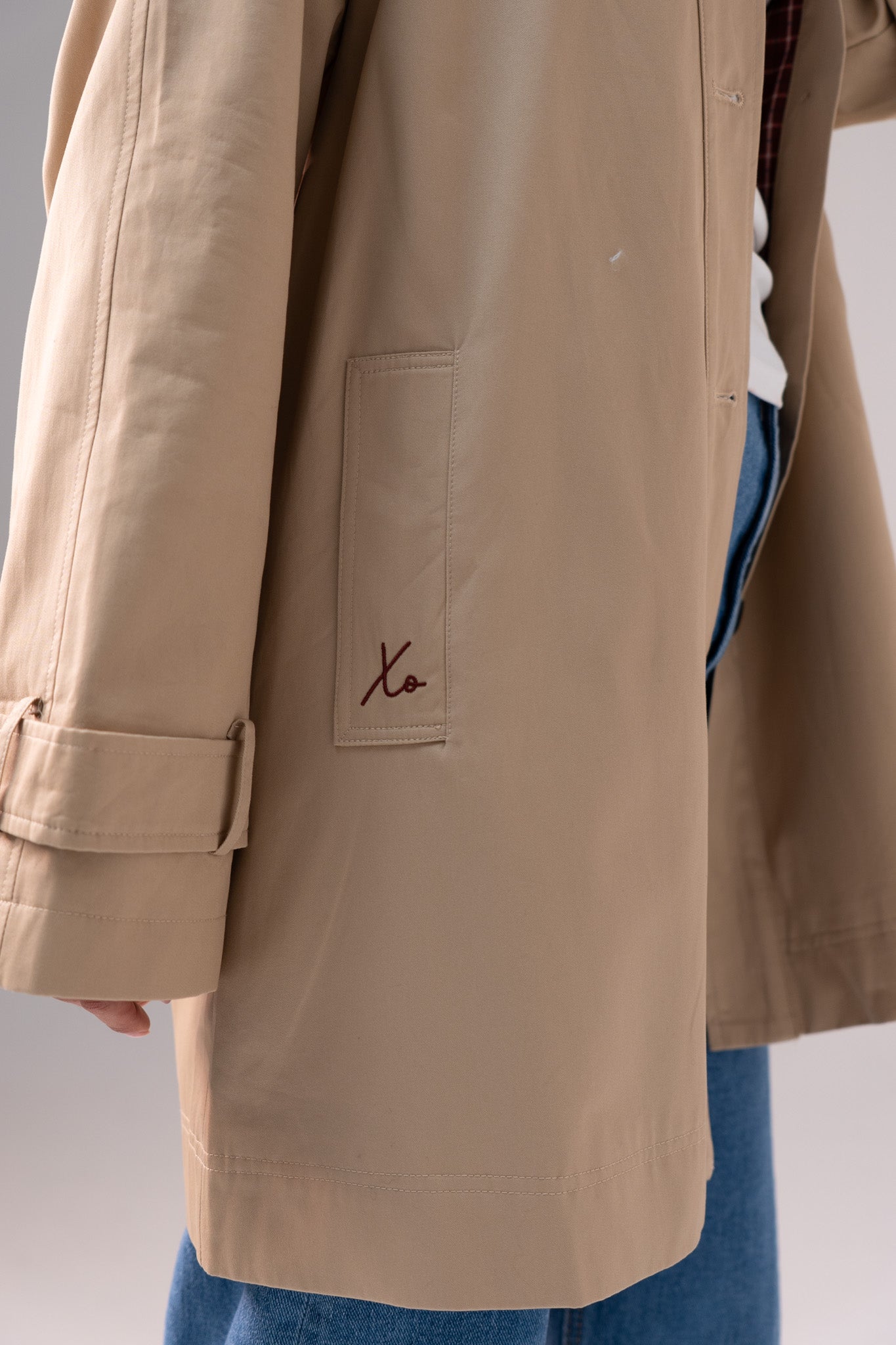 Love Laura Hooded Trench Coat In Neutral