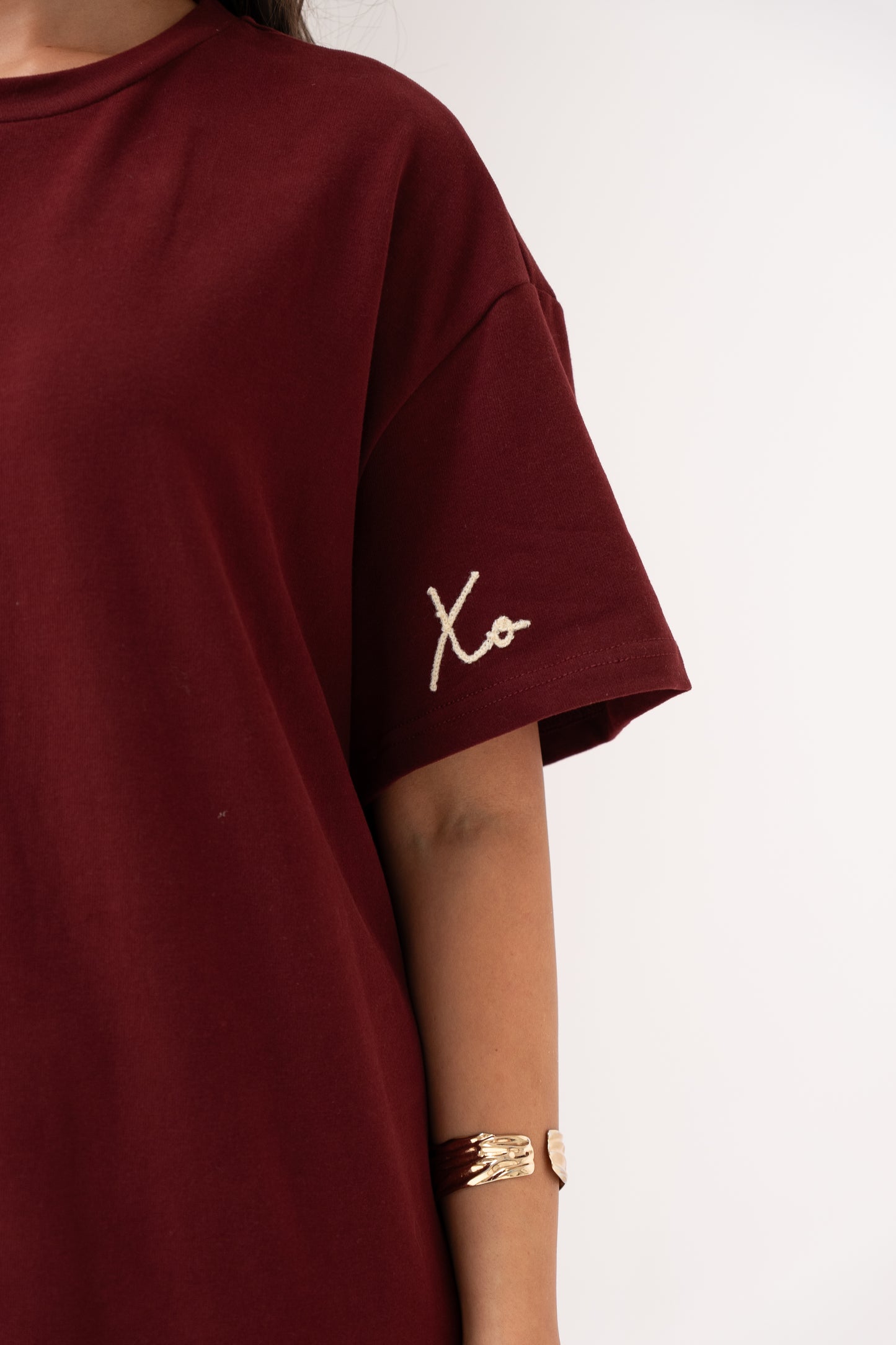 Love Laura Contrast T-Shirt Dress In Burgundy