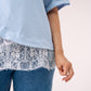 Love Laura Lace Trim T-Shirt In Blue