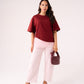 Love Laura Lace Trim T-Shirt In Burgundy