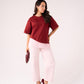 Love Laura Lace Trim T-Shirt In Burgundy