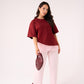 Love Laura Lace Trim T-Shirt In Burgundy