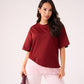 Love Laura Lace Trim T-Shirt In Burgundy