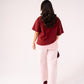 Love Laura Lace Trim T-Shirt In Burgundy
