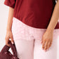 Love Laura Lace Trim T-Shirt In Burgundy