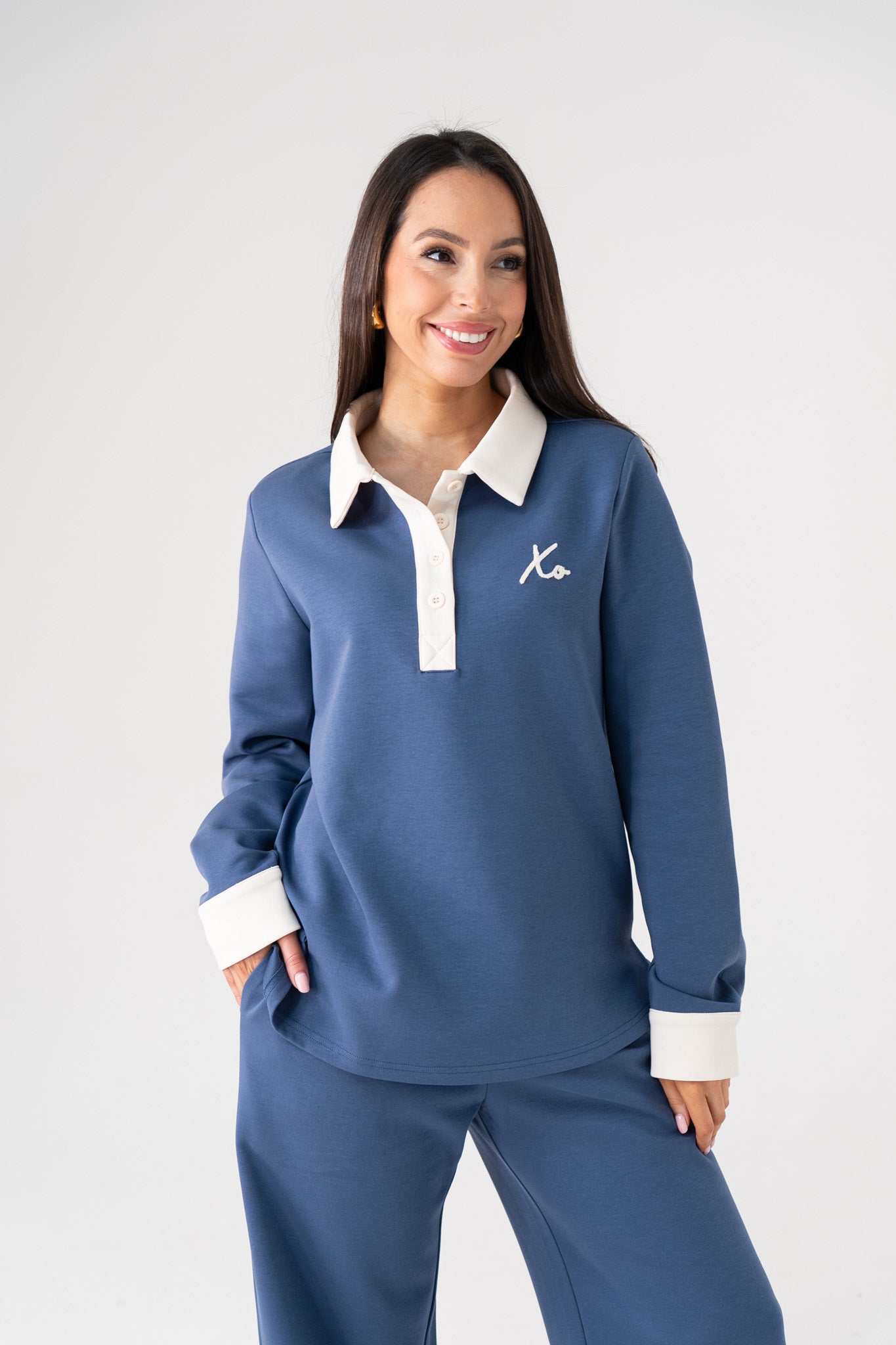 Love Laura Leisure Rugby Top In Blue