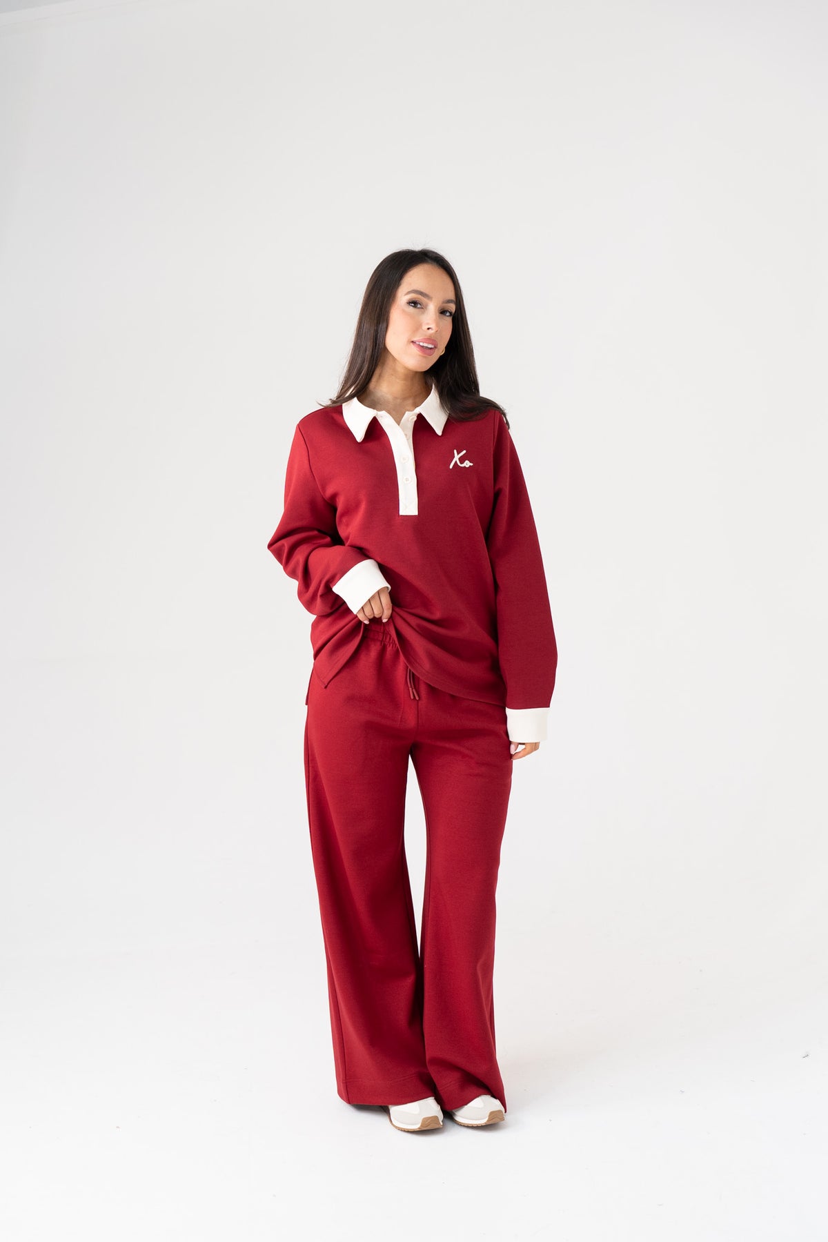 Love Laura Leisure Rugby Top In Dark Red