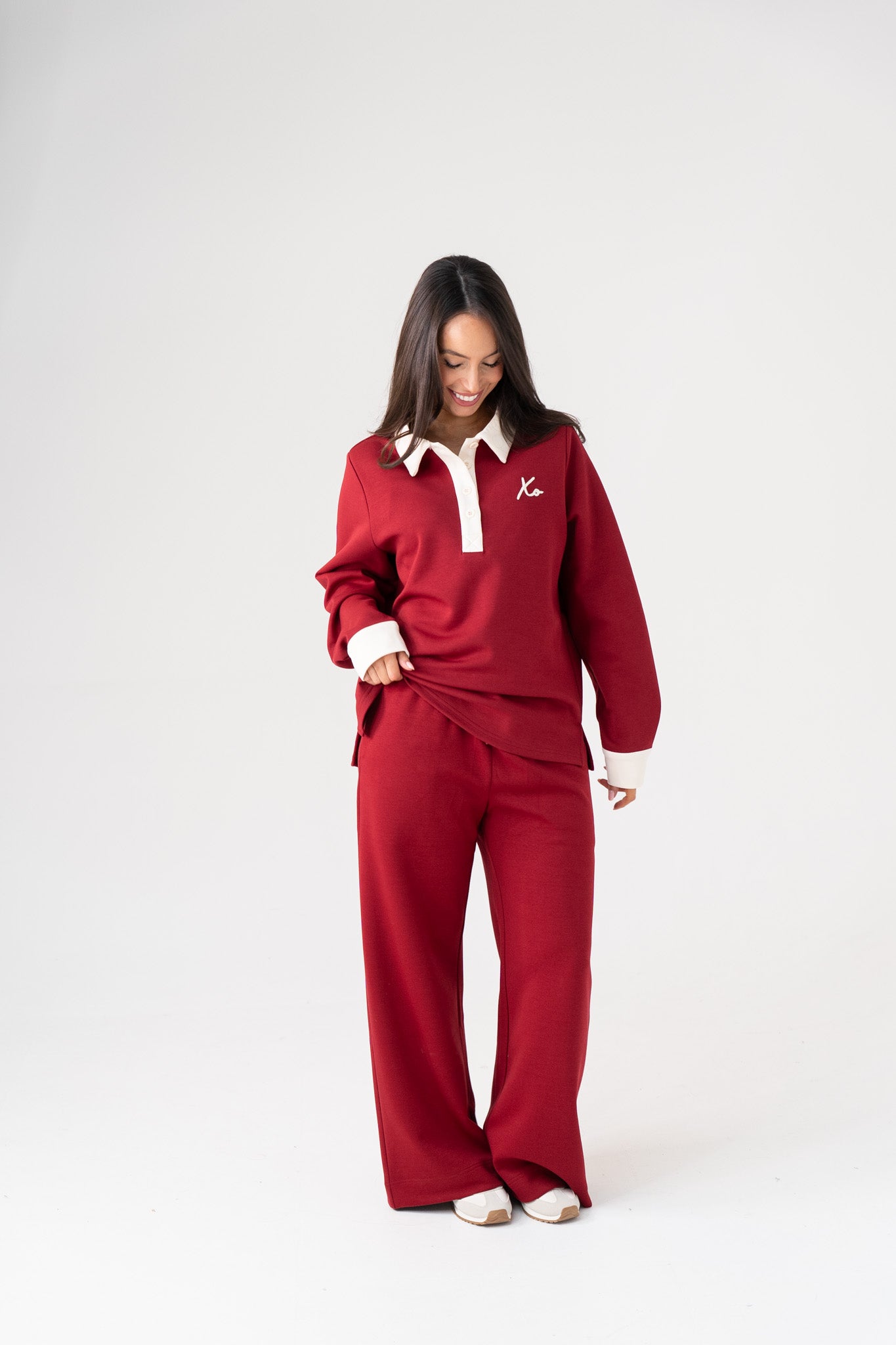 Love Laura Leisure Rugby Top In Dark Red