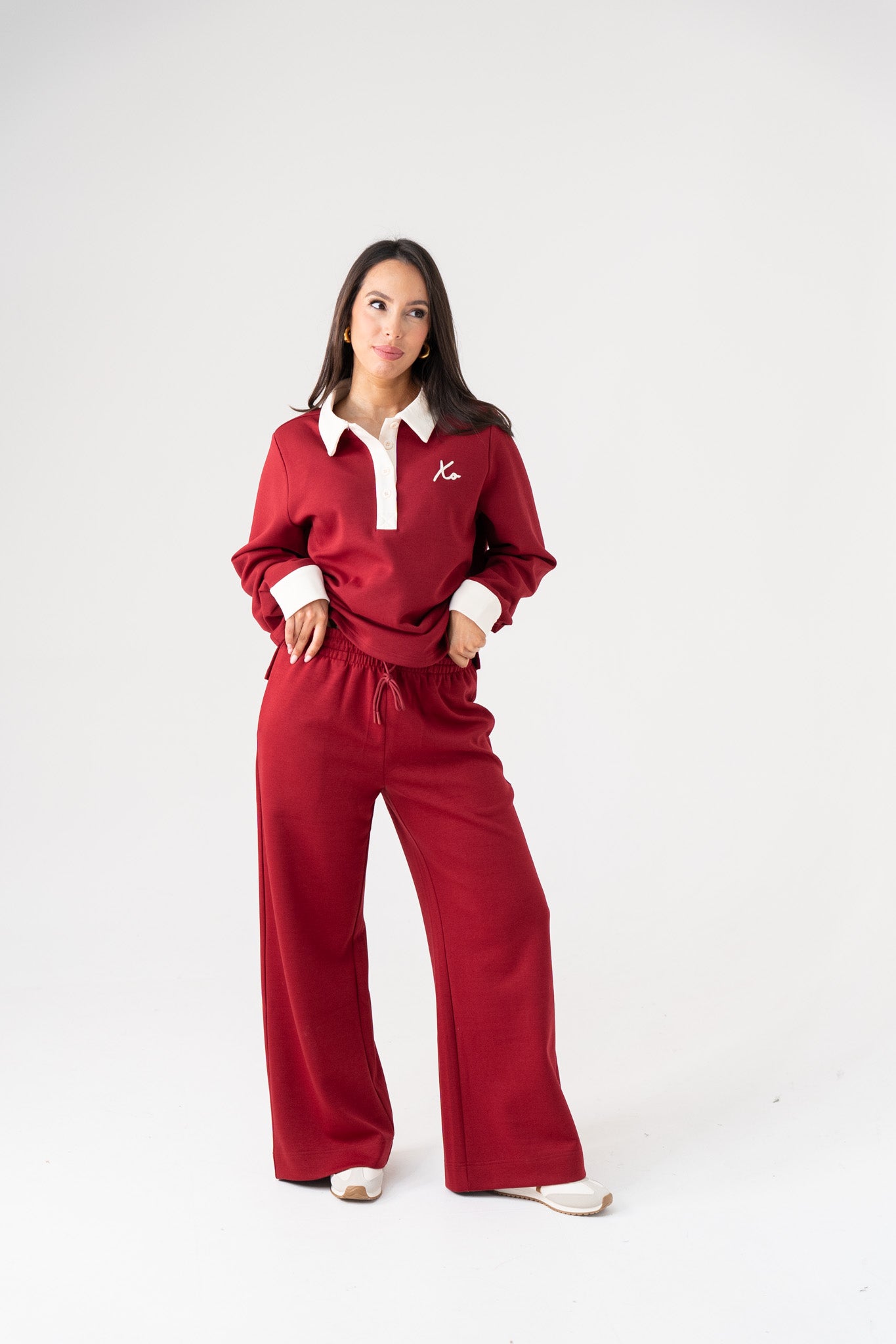 Love Laura Leisure Trousers In Dark Red