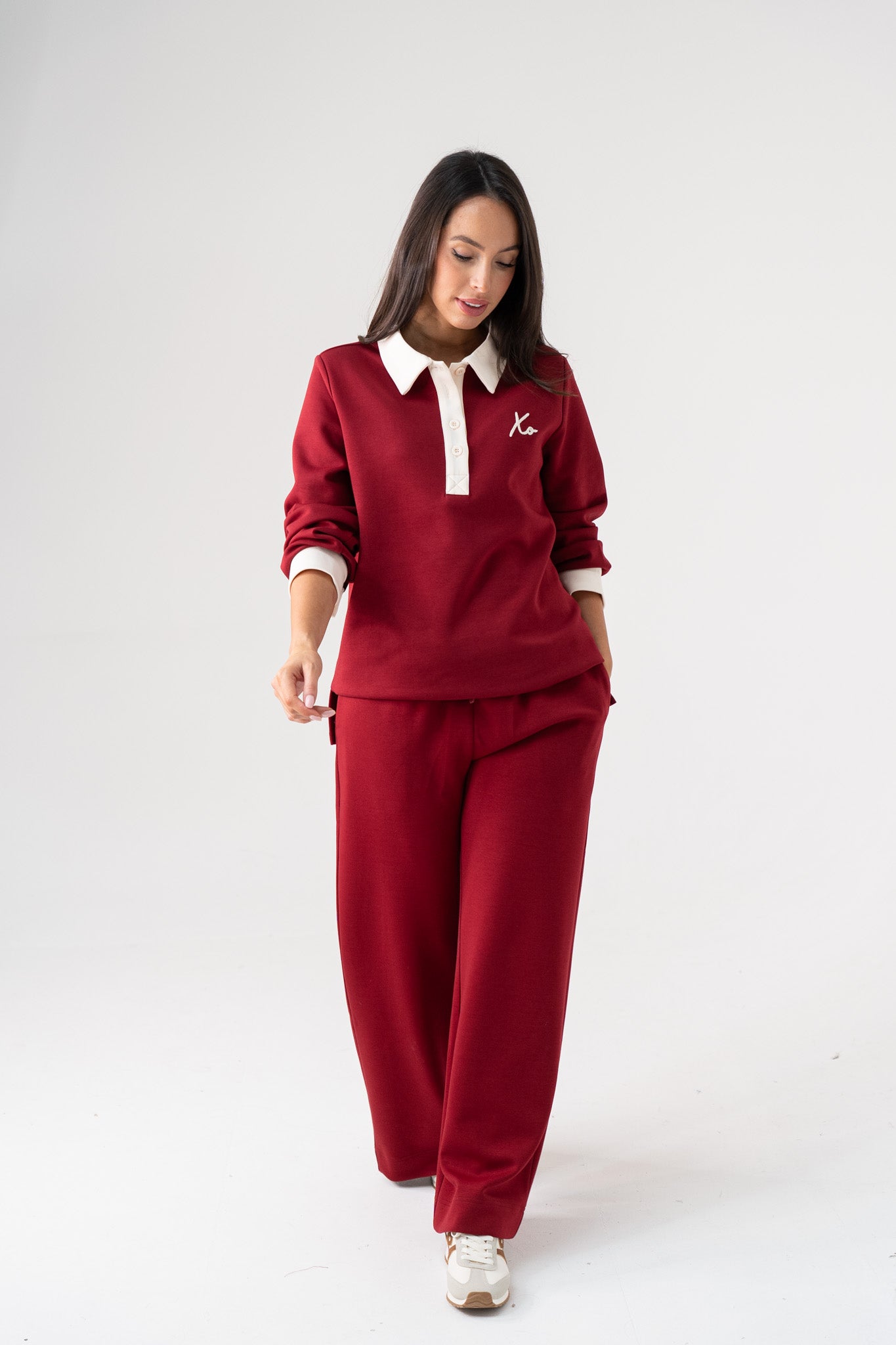 Love Laura Leisure Trousers In Dark Red