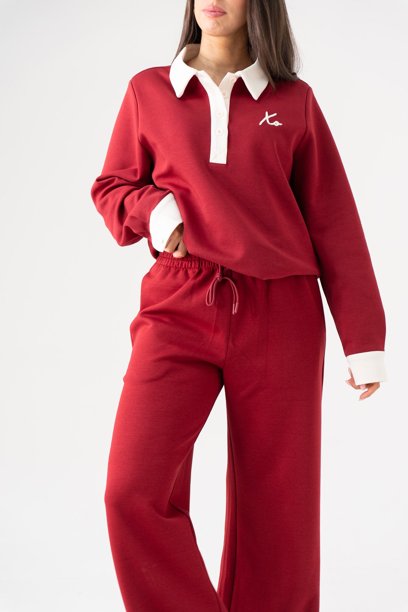 Love Laura Leisure Trousers In Dark Red
