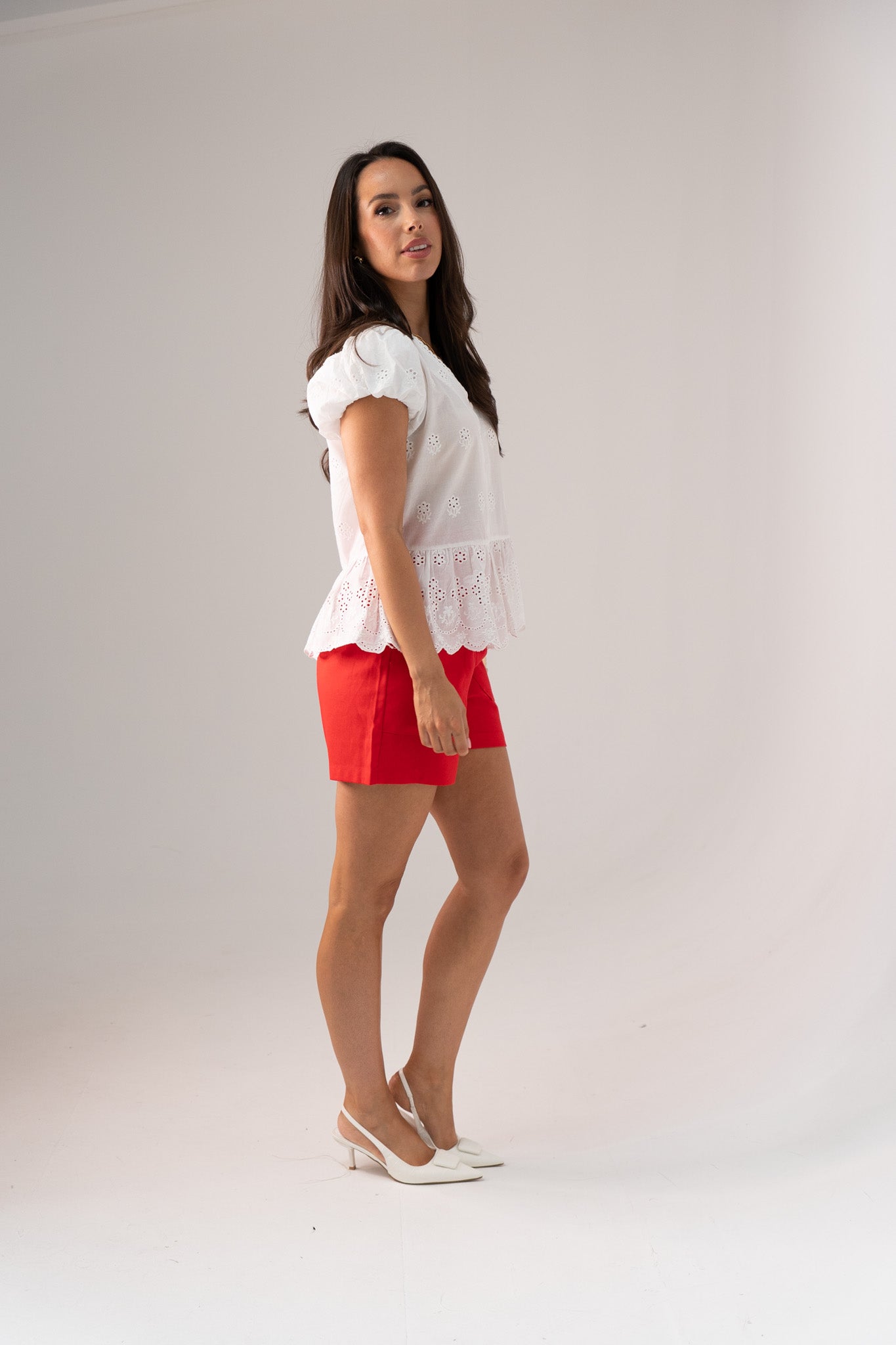 Love Laura Linen Shorts In Red