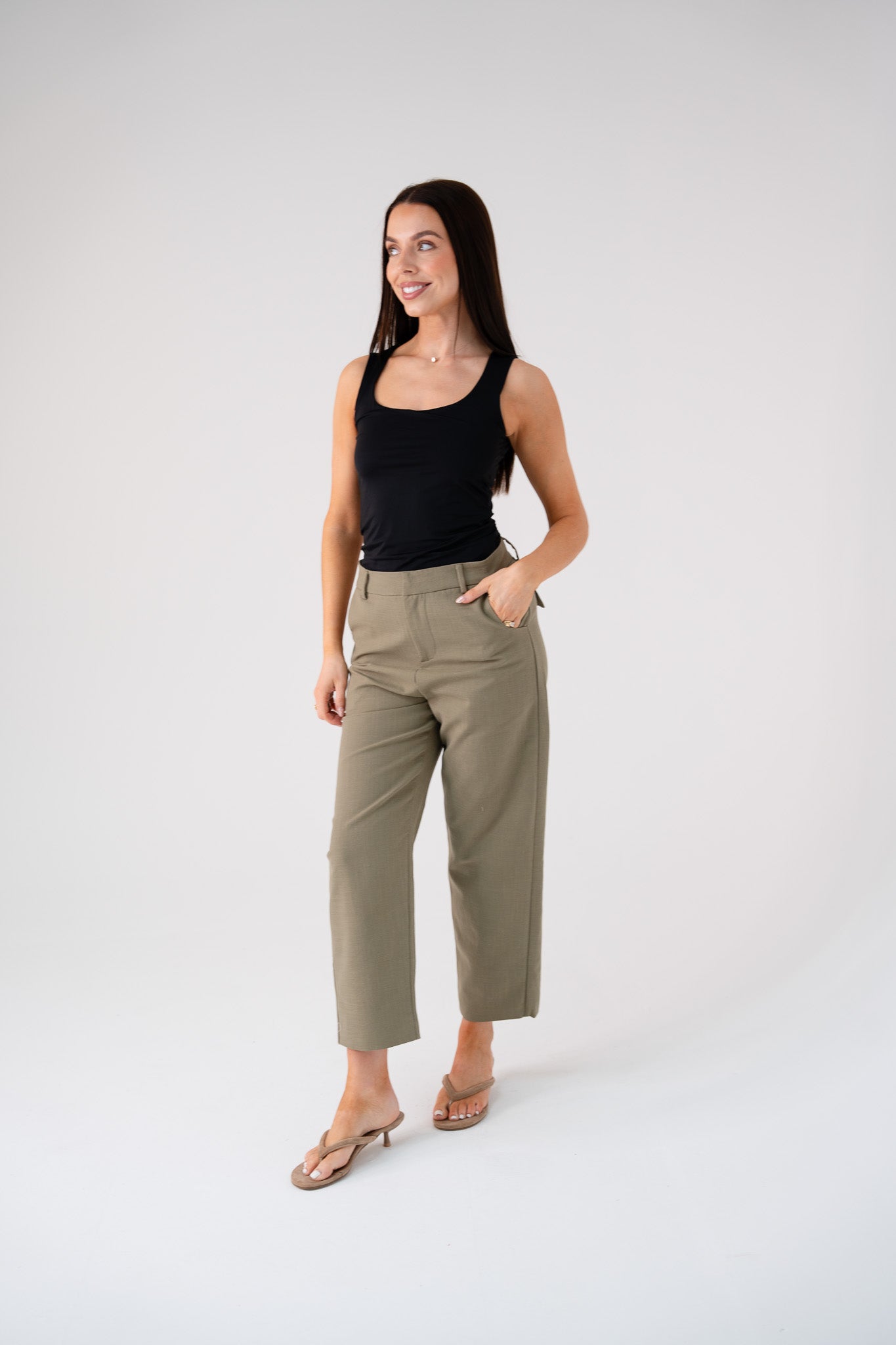 Love Laura Linen Trousers In Olive