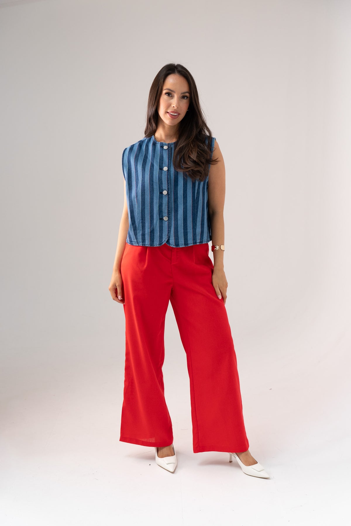Love Laura Linen Trousers In Red