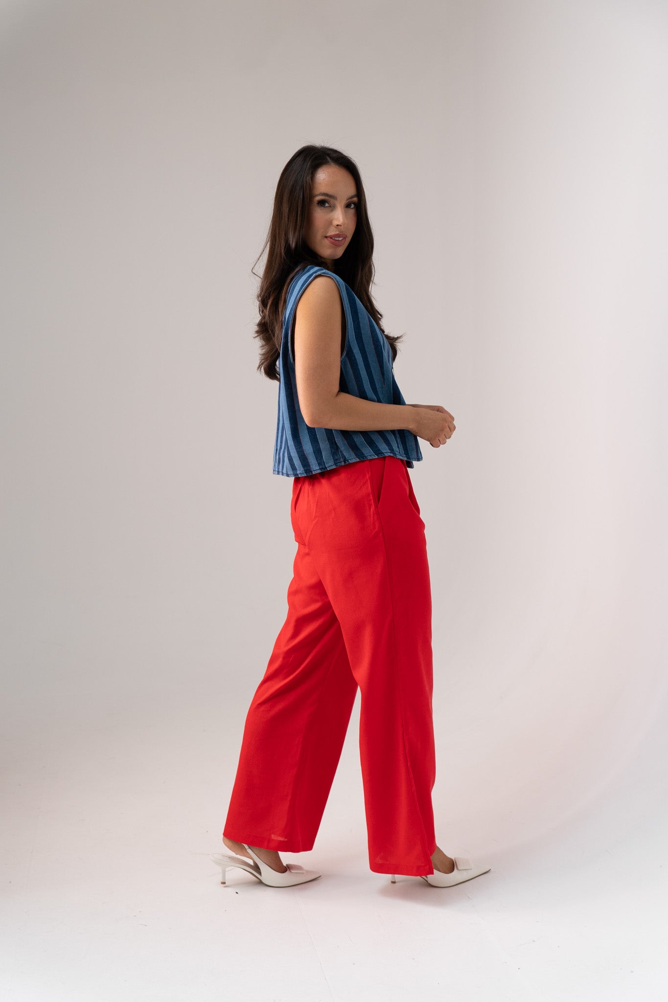 Love Laura Linen Trousers In Red