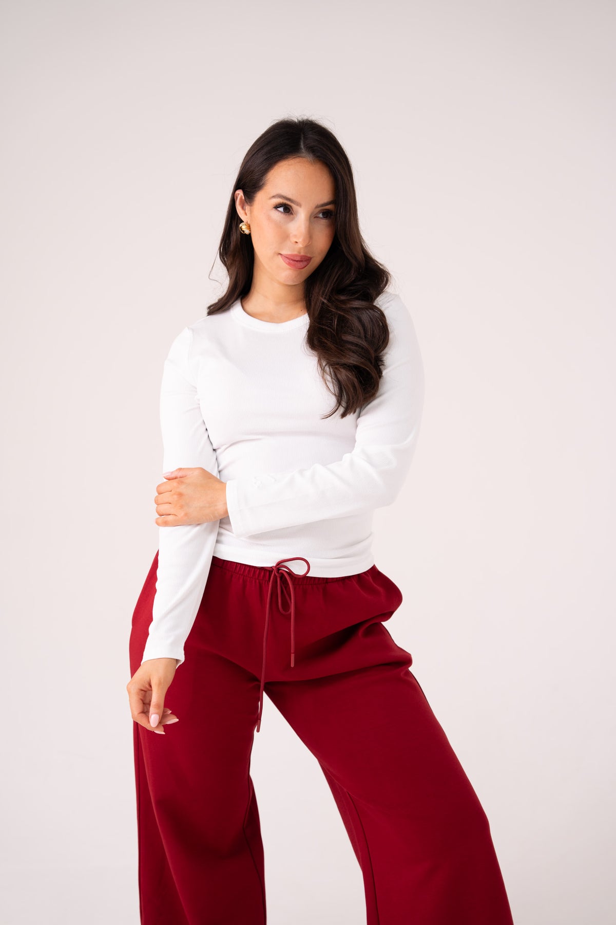Love Laura Long Sleeve Ribbed Base Top In White