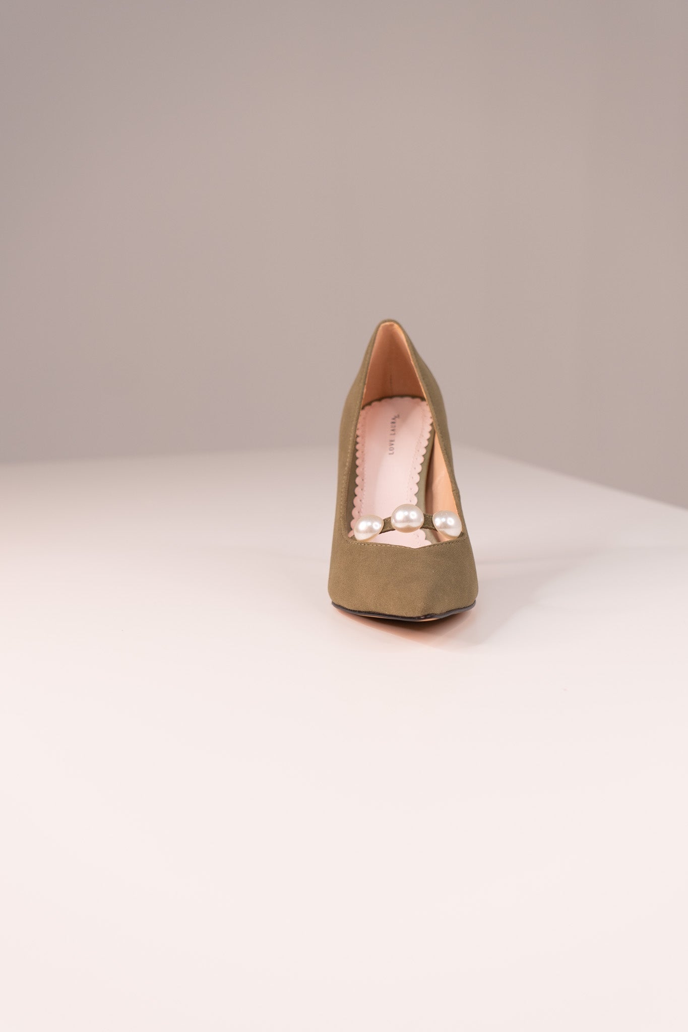 Love Laura Pearl Detail Heel In Khaki