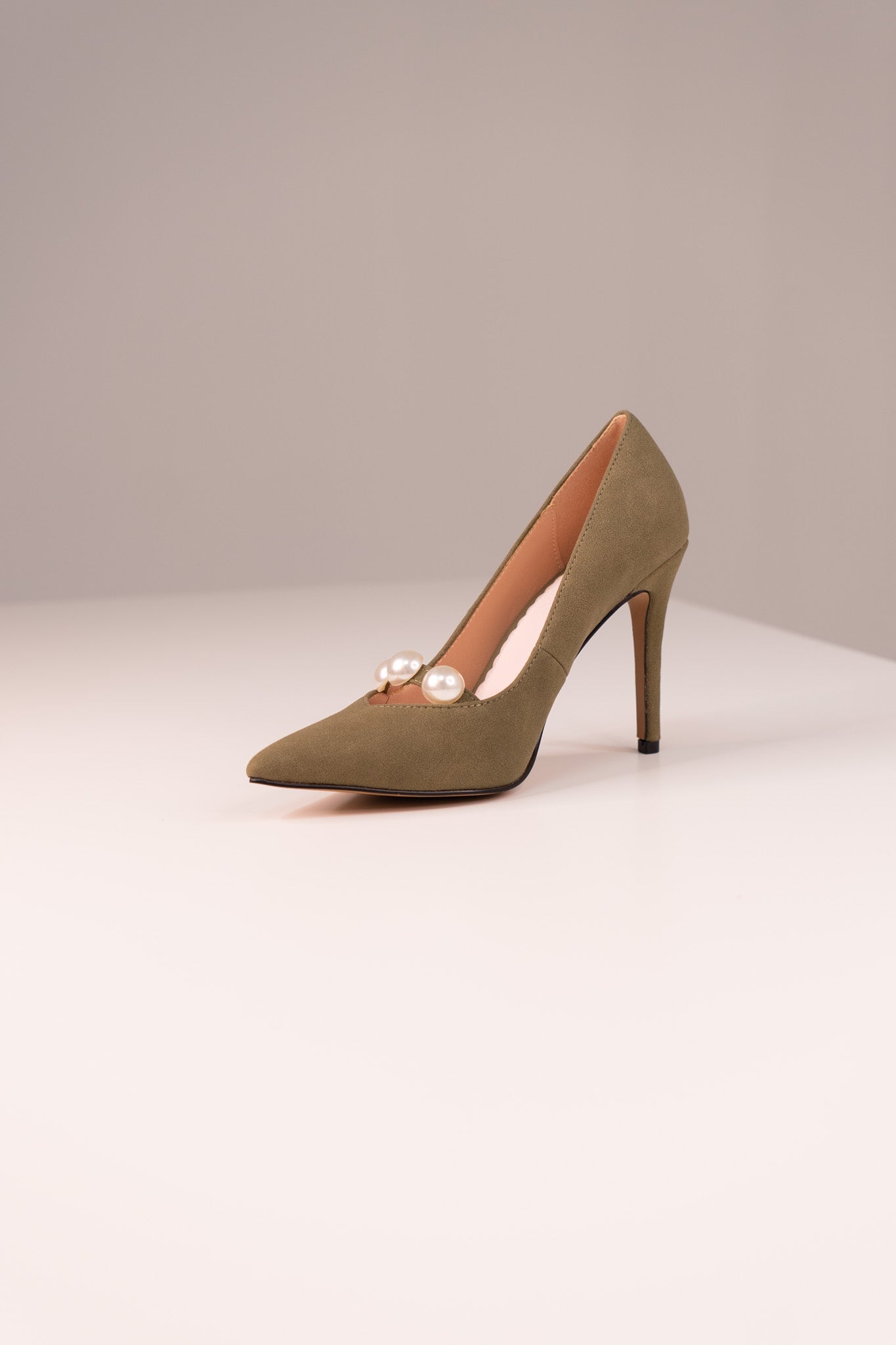 Love Laura Pearl Detail Heel In Khaki