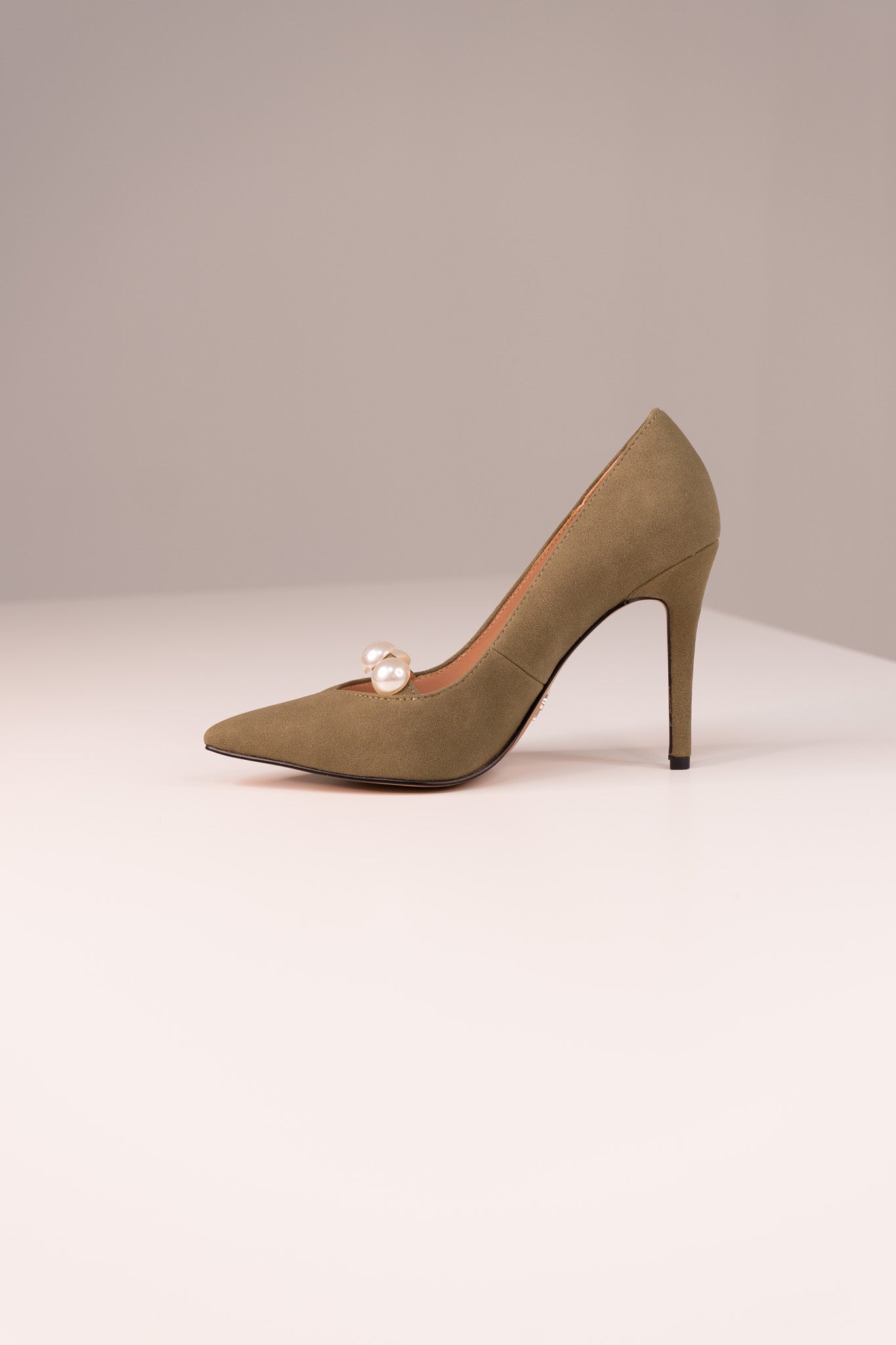 Love Laura Pearl Detail Heel In Khaki