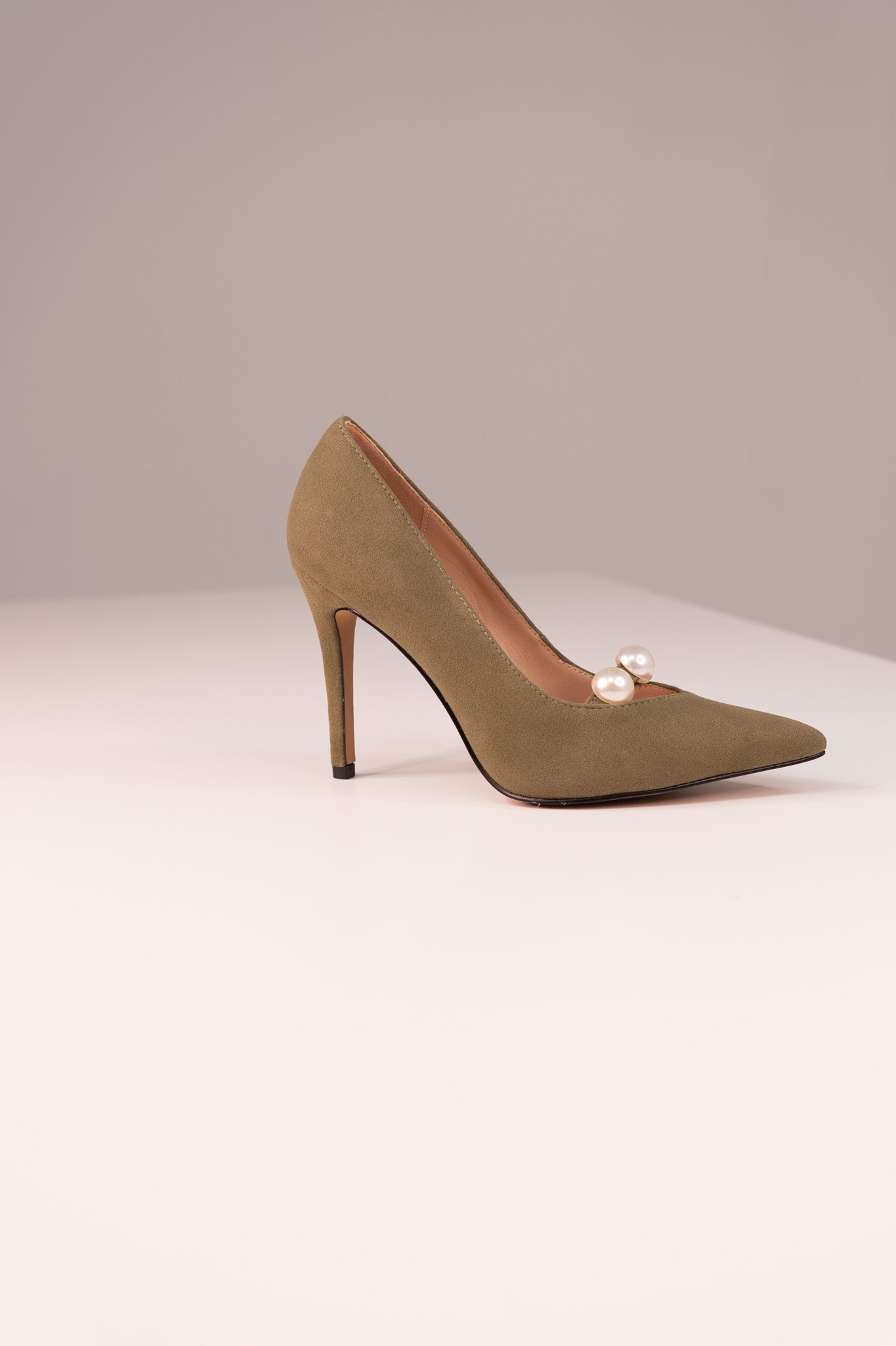 Love Laura Pearl Detail Heel In Khaki