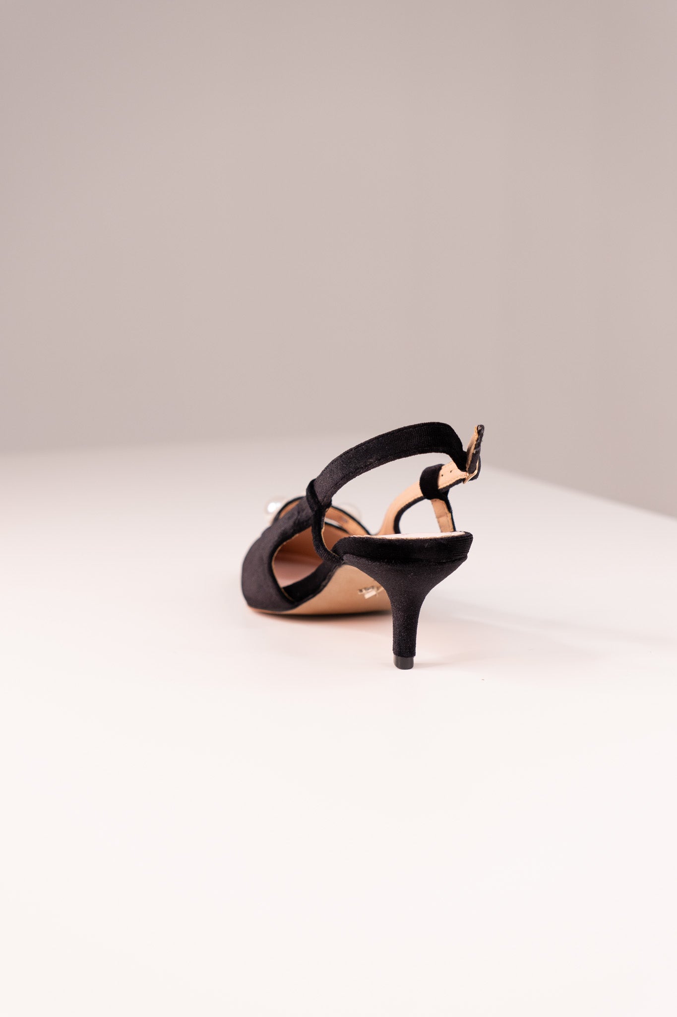 Love Laura Pearl Detail Kitten Heel In Black