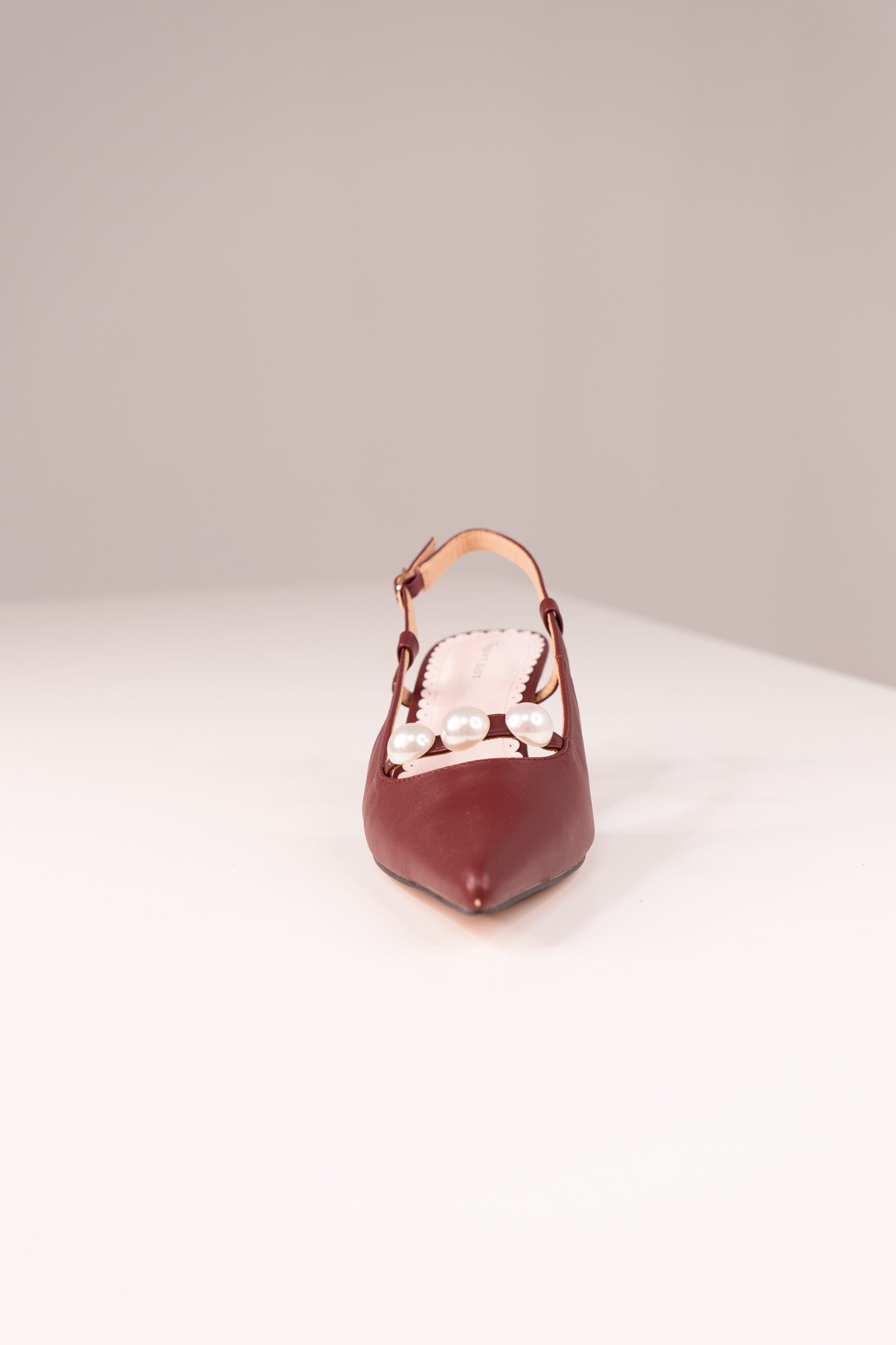Love Laura Pearl Detail Kitten Heel In Burgundy