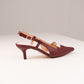 Love Laura Pearl Detail Kitten Heel In Burgundy