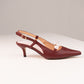 Love Laura Pearl Detail Kitten Heel In Burgundy