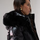Love Laura Pink Lined Puffa Coat In Black