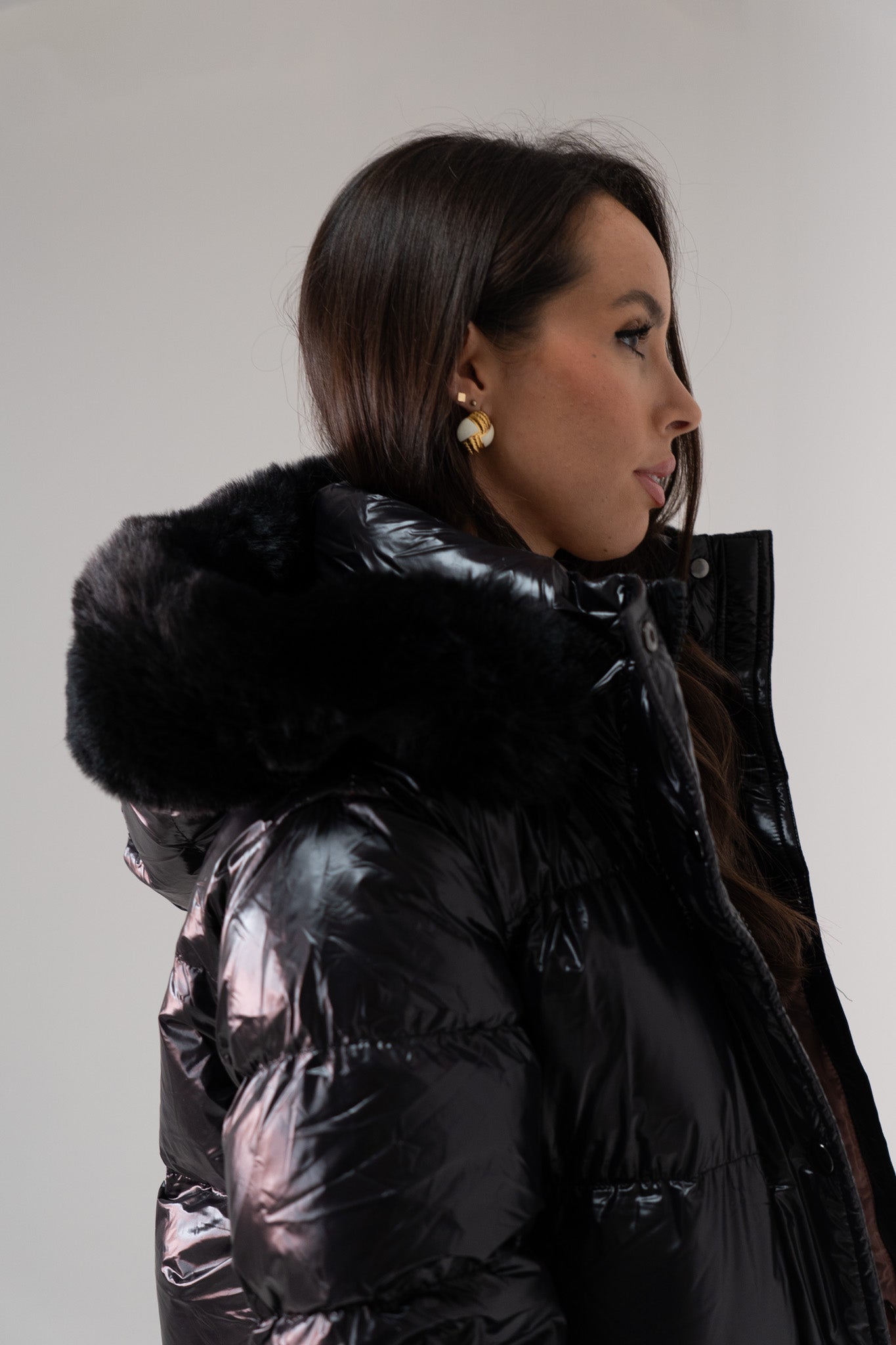 Love Laura Pink Lined Puffa Coat In Black