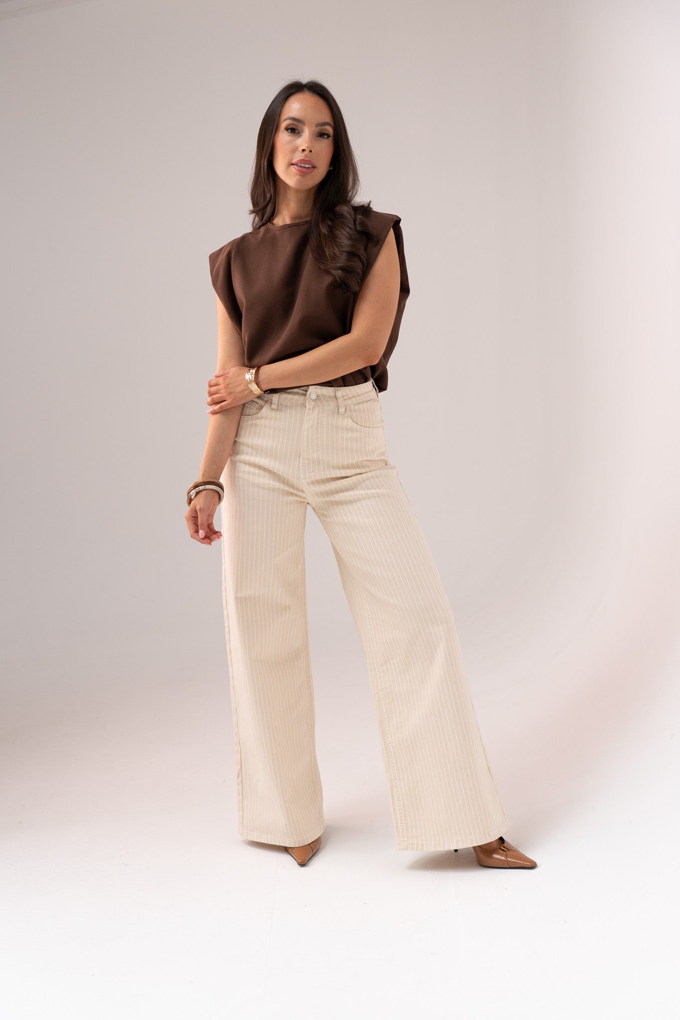 Love Laura Pinstripe Everyday Jeans In Neutral