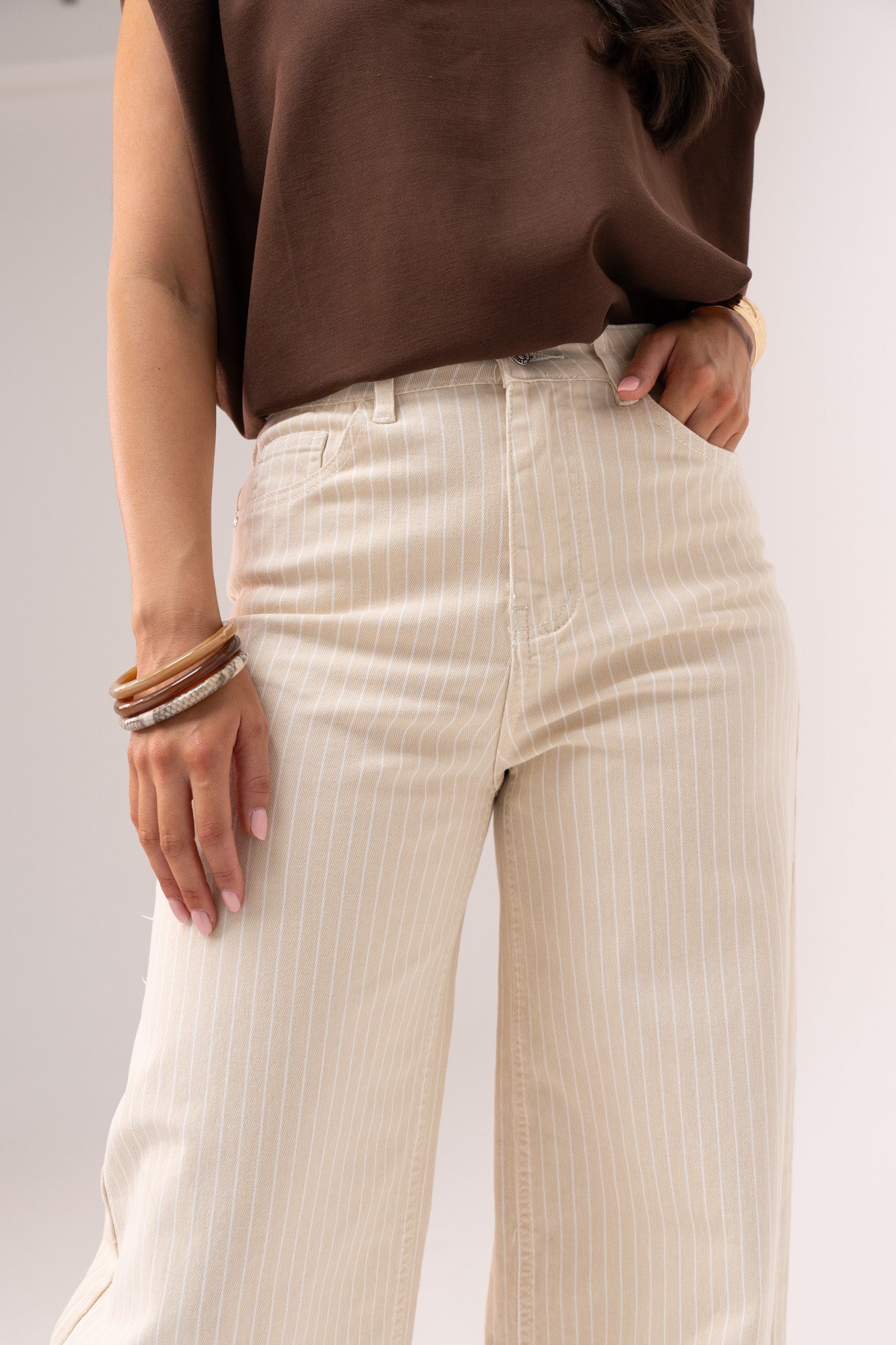 Love Laura Pinstripe Everyday Jeans In Neutral