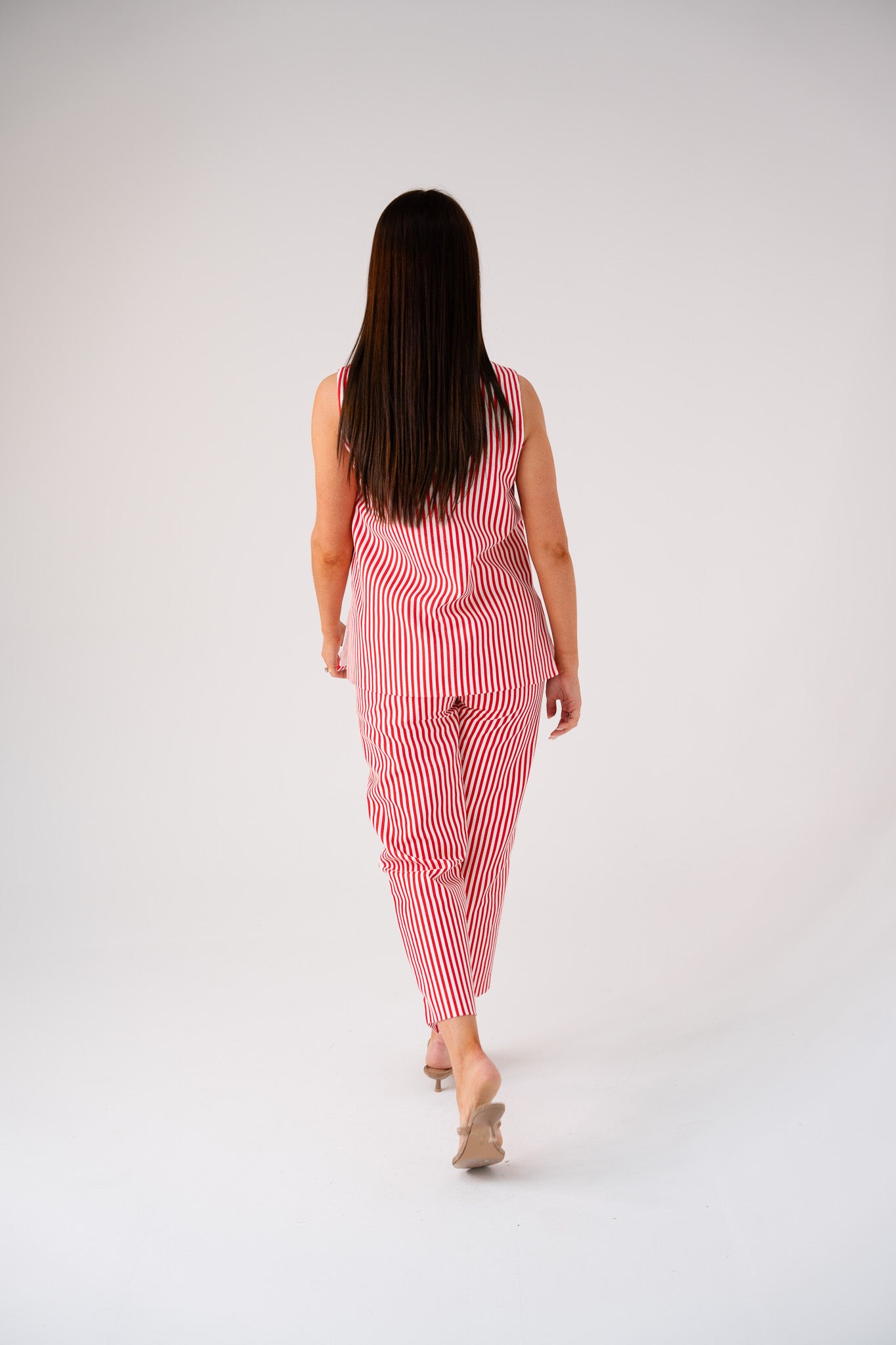 Love Laura Pinstripe Waistcoat In Red
