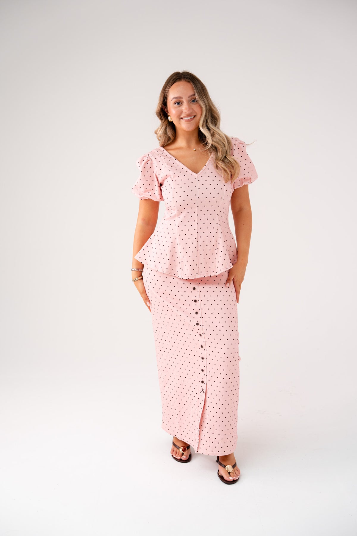 Love Laura Polka Dot Skirt In Pink