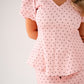 Love Laura Puff Sleeve Polka Dot Top In Pink