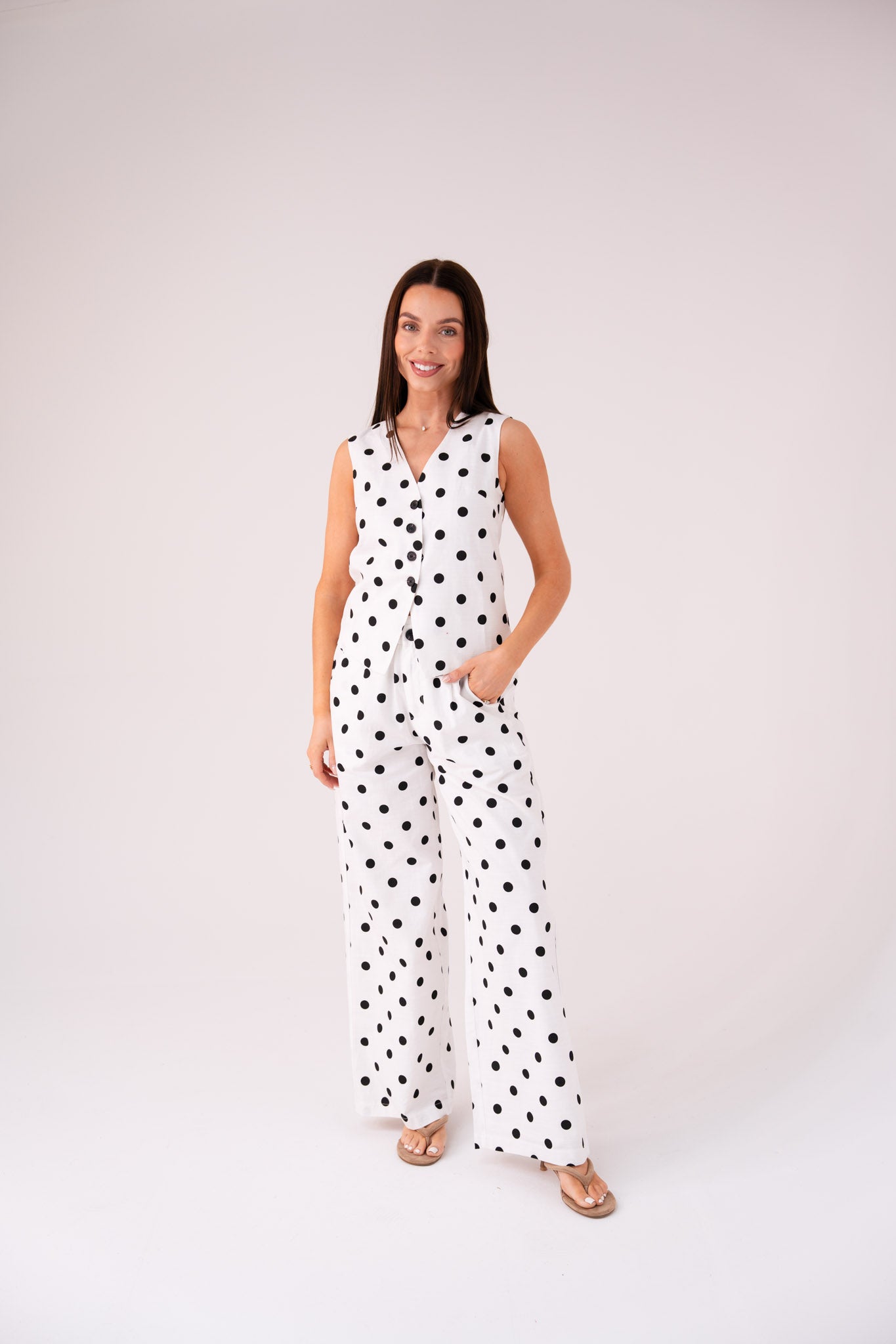 Love Laura Polka Dot Trousers In Monochrome