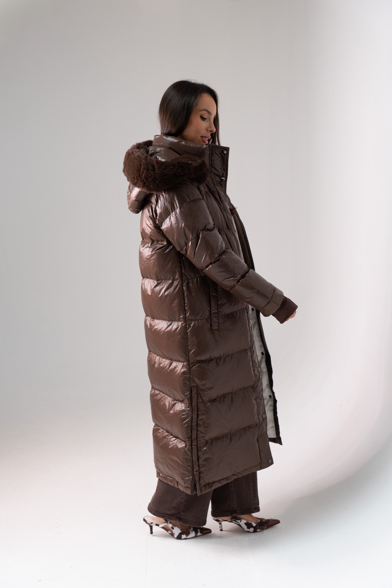Love Laura Puffa Coat In Chocolate