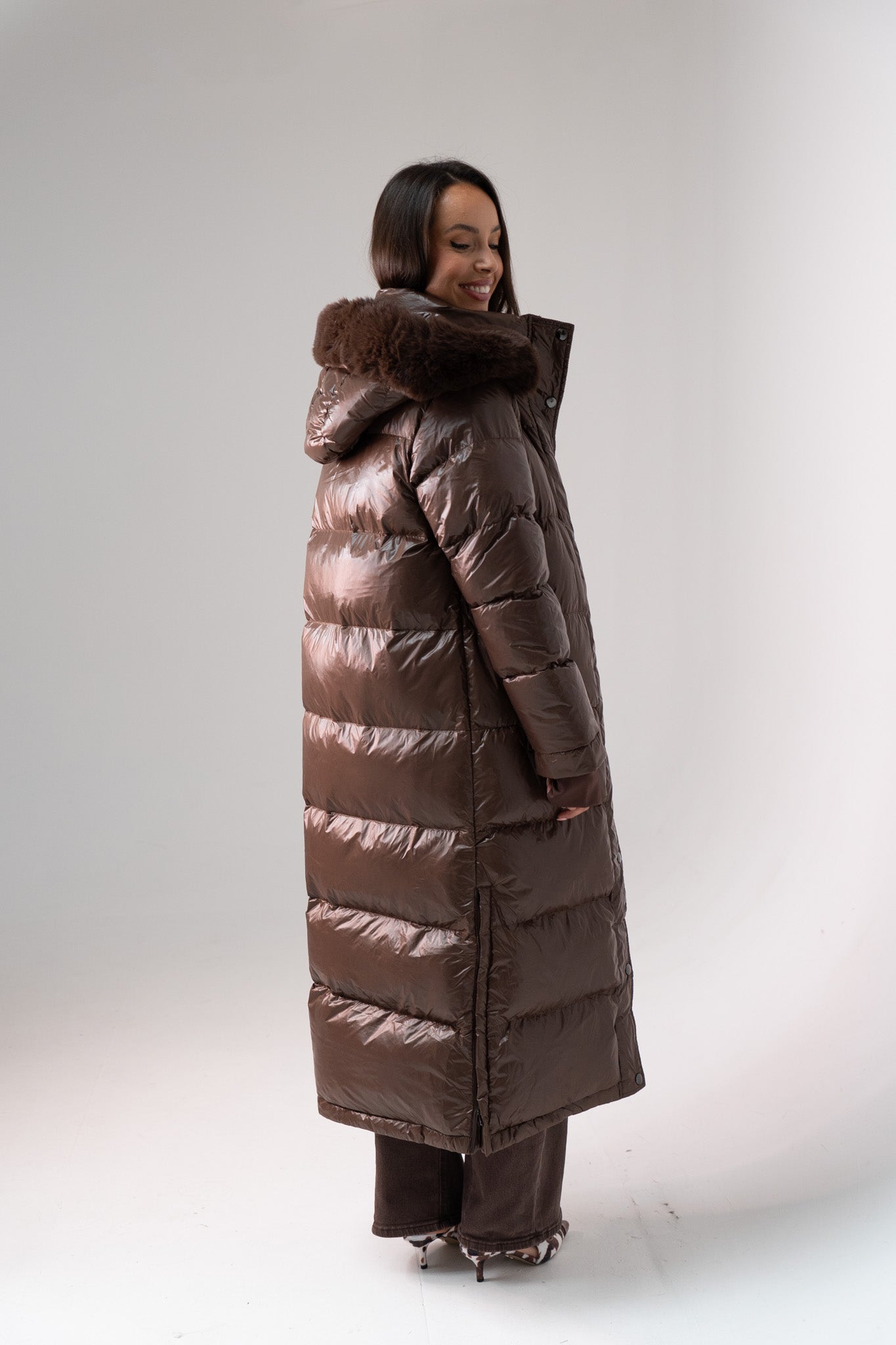 Love Laura Puffa Coat In Chocolate