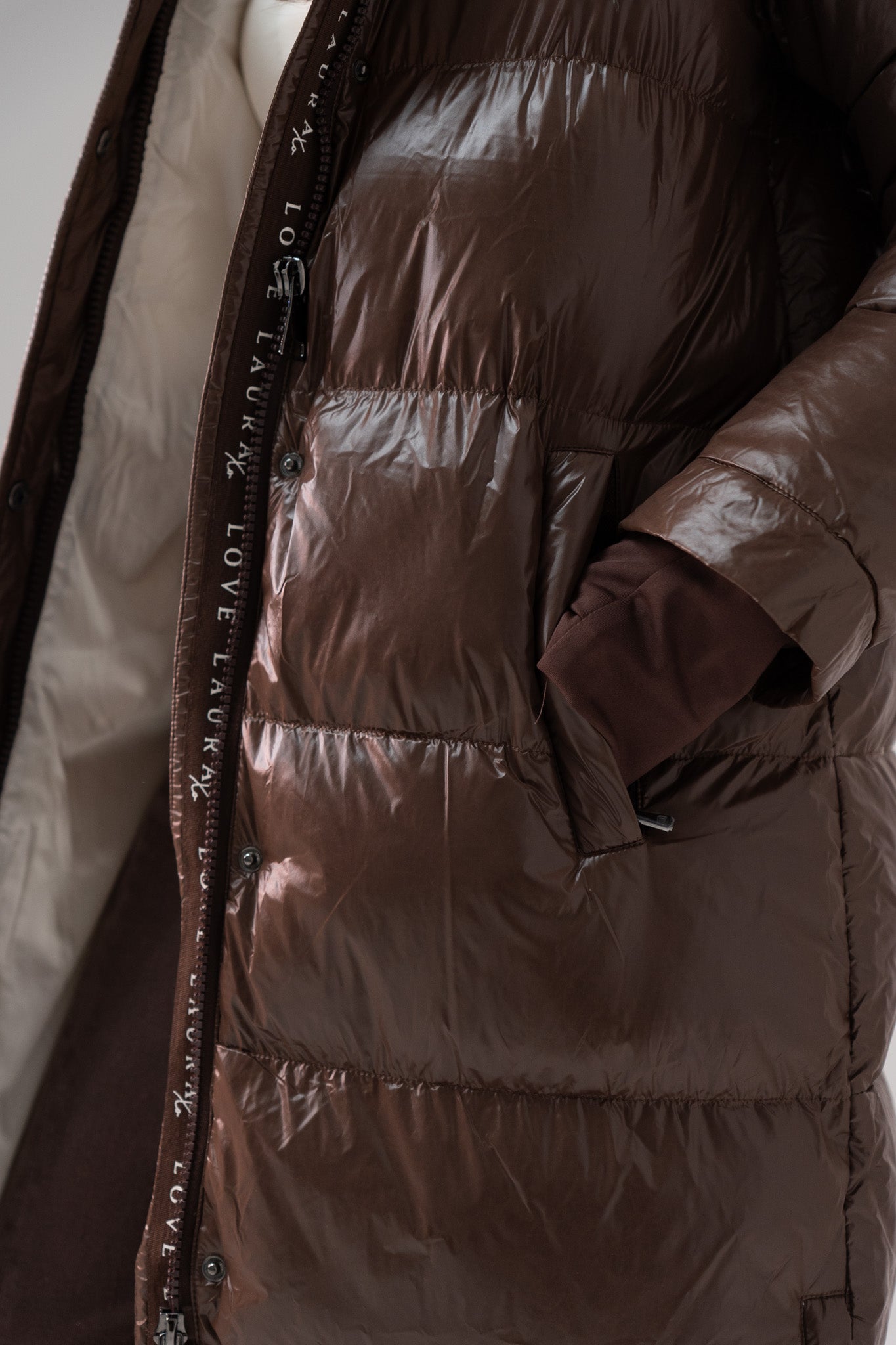 Love Laura Puffa Coat In Chocolate