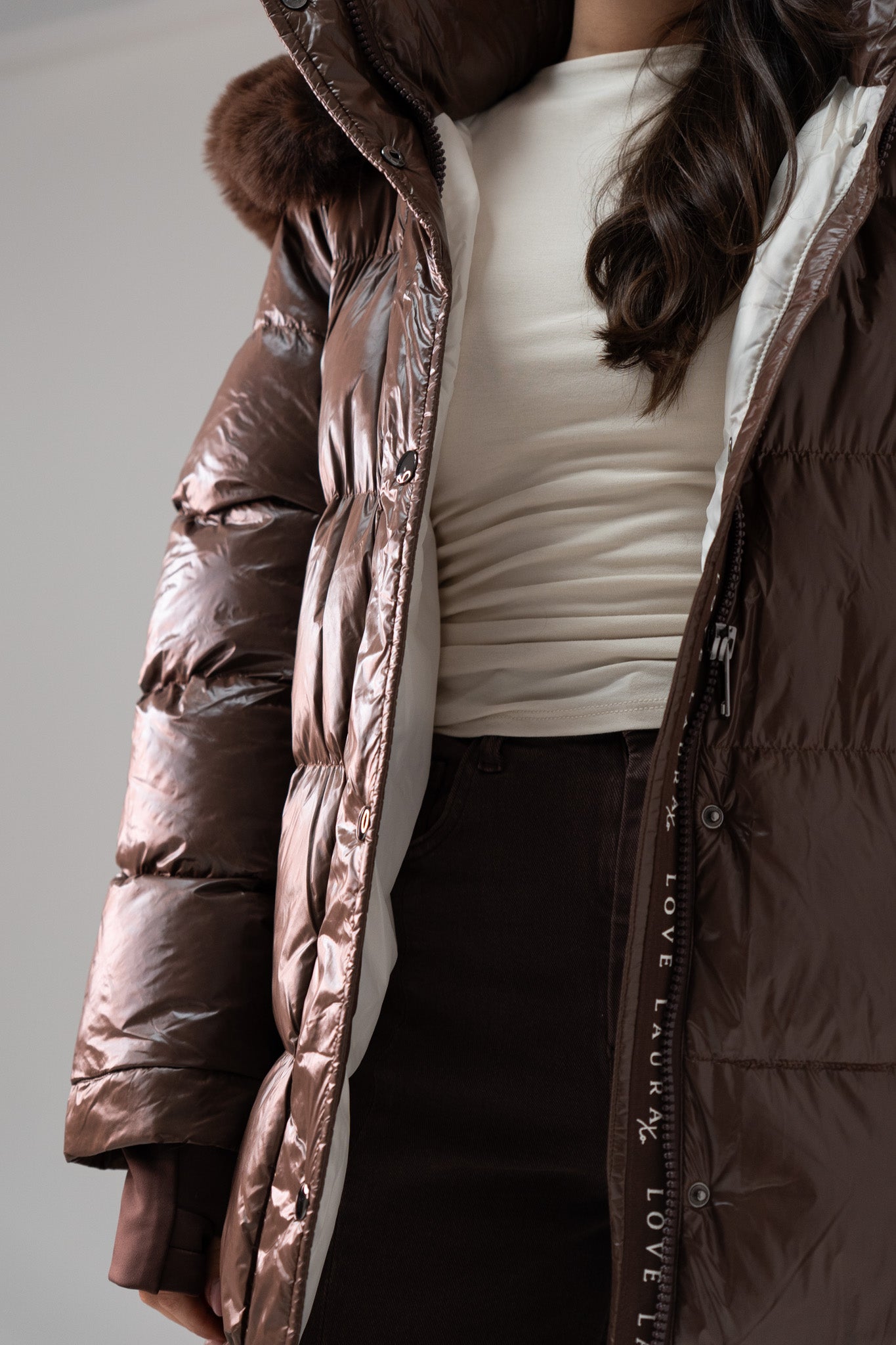 Love Laura Puffa Coat In Chocolate