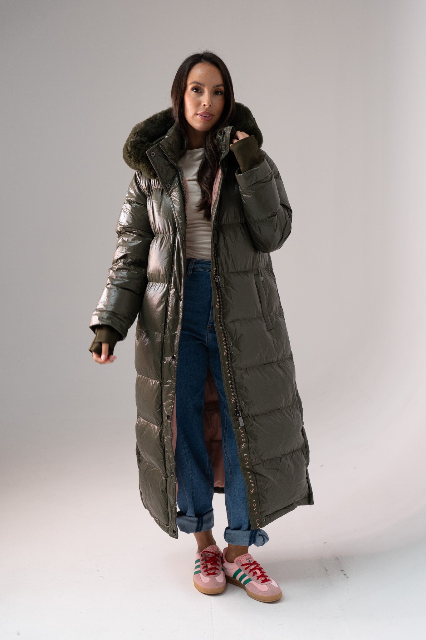 Love Laura Puffa Coat In Khaki